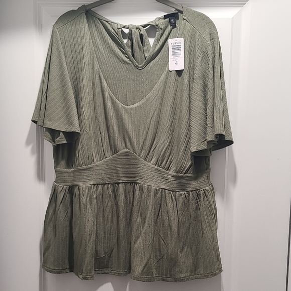 torrid Tops - Torrid Ribbed V-neck Babydoll Top